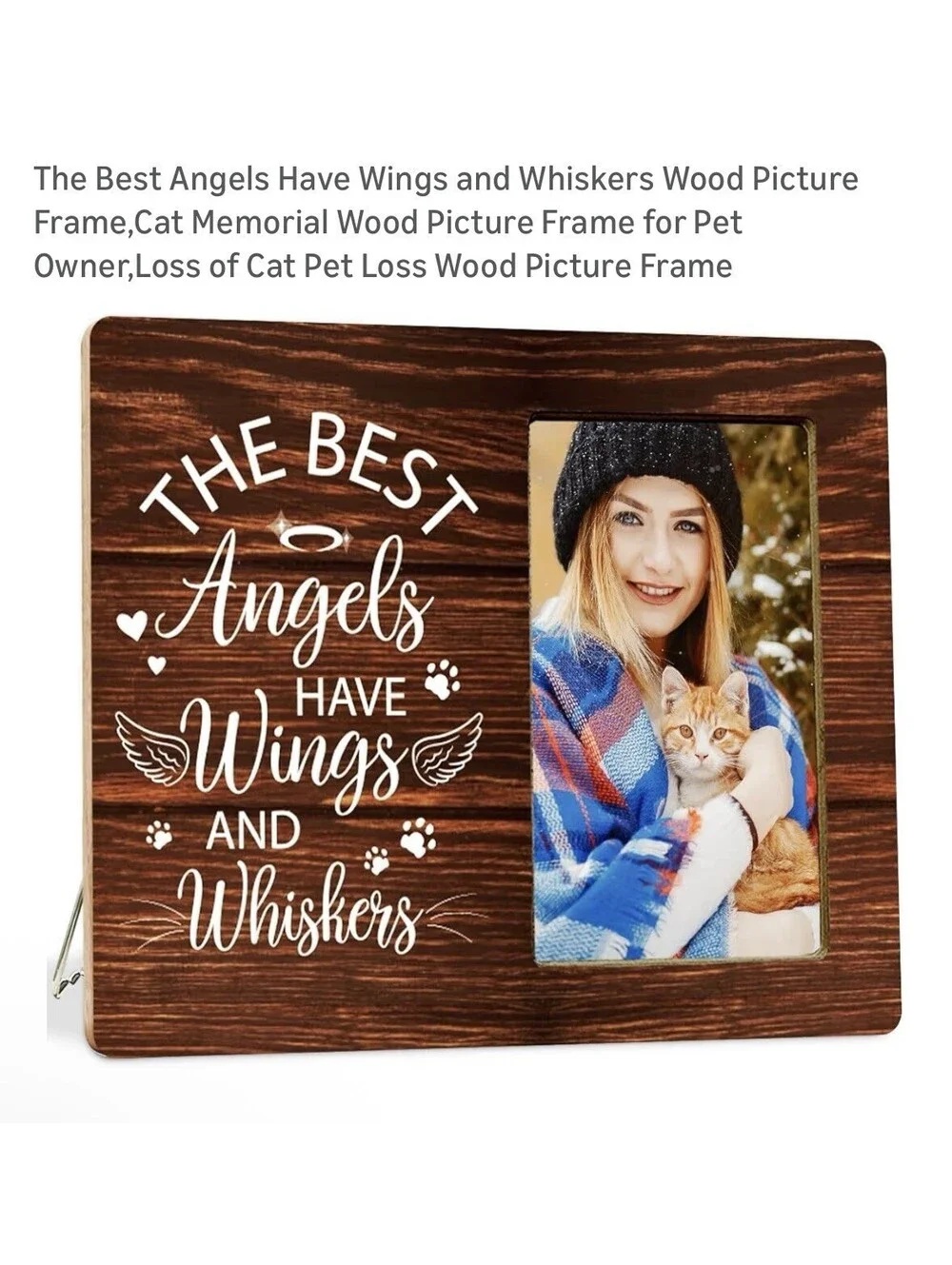 Memorial Cat/Dog Wood Picture Frame 10x8 Fits 4x6 Photo Brown Rectangle Pet Loss